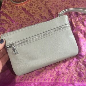 Elegant Gray Leather Clutch